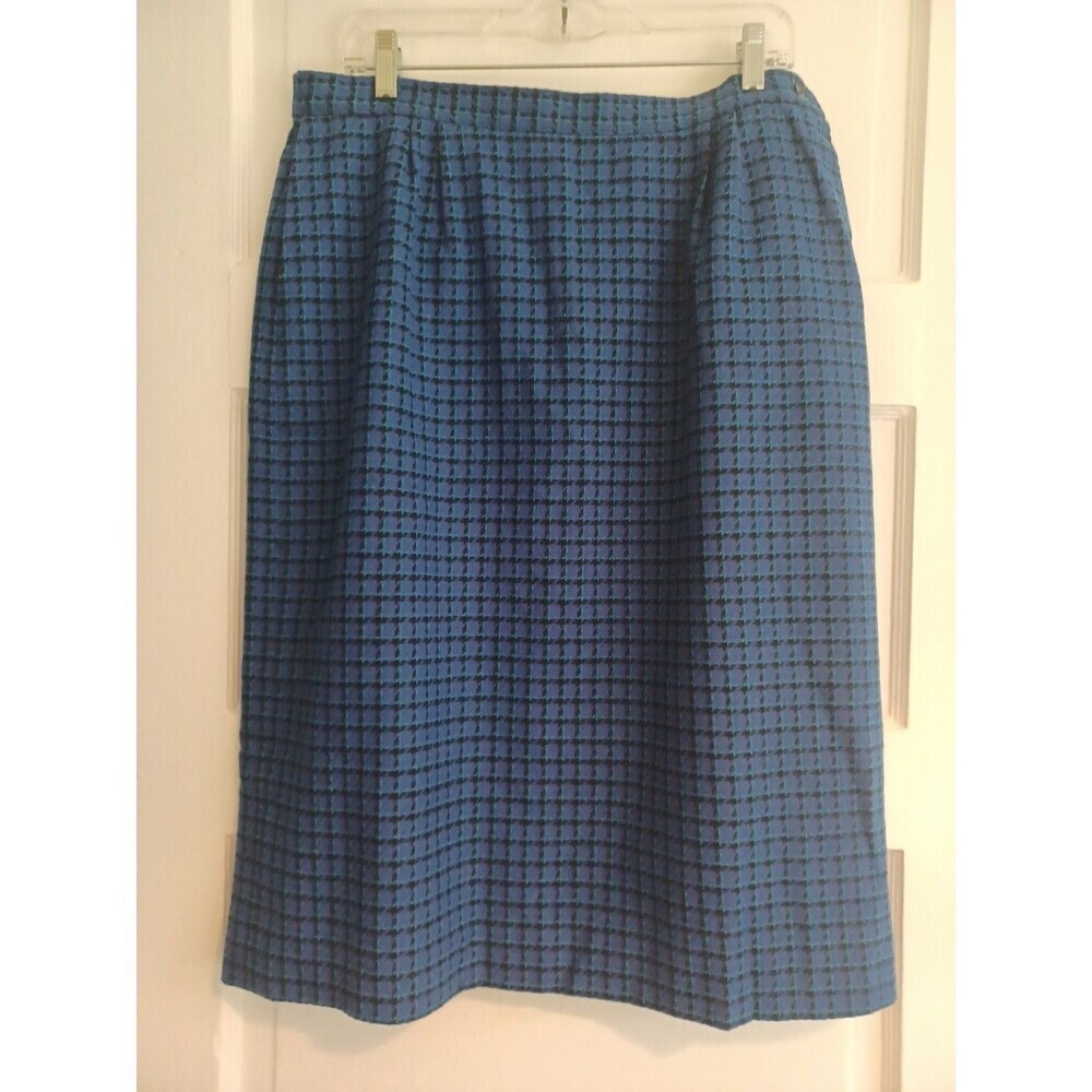 Pendleton vintage classic wool midiskirt 16 blue plaid pockets lined preppy USA